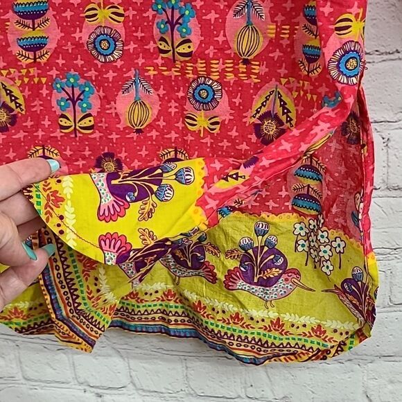 BIBA Girls Pink Bird Floral Cotton Straight Printed Kurta Indian Tunic Spring - Picture 7 of 10